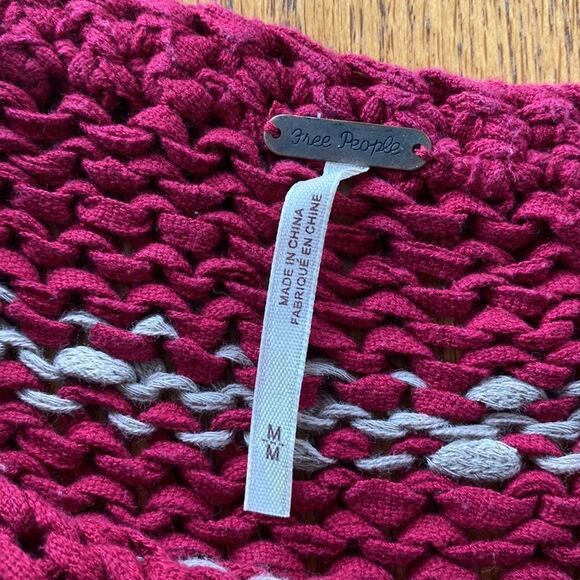 FREE PEOPLE Over Easy Striped Open Chunky Knit Sweater C31 - Picture 4 of 7
